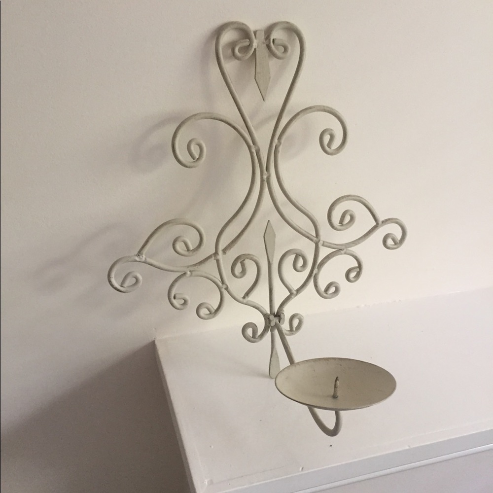 Rustic antique white iron shabby chic wall sconce